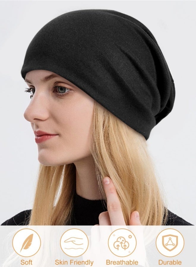 أفضل ذروة قبعة صوفية قطنية فضفاضة، عبوة من 4 قطع، قبعة جري ناعمة وخفيفة الوزن وكبيرة الحجم للرجال والنساء - Image 5